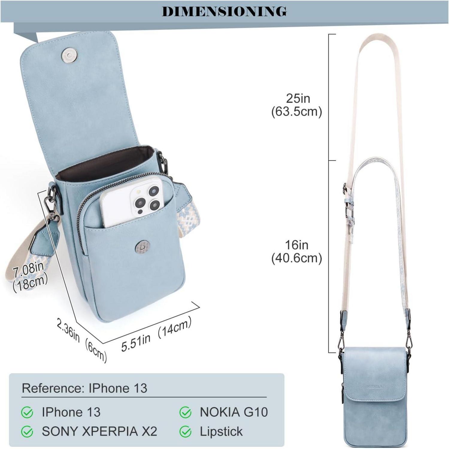 Handytasche Umhängetasche RFID Damen Leder Z-hellblau