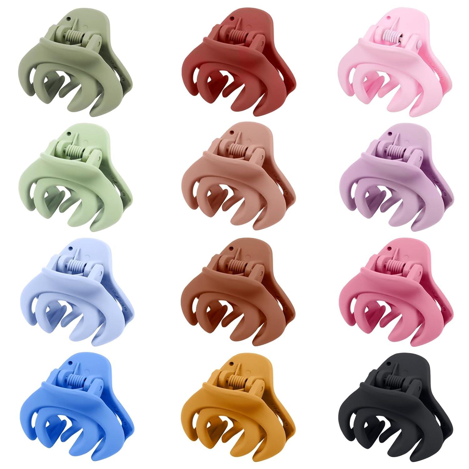12er Set Kleine Octopus Haarklammern Damen Mädchen Bunte Matte