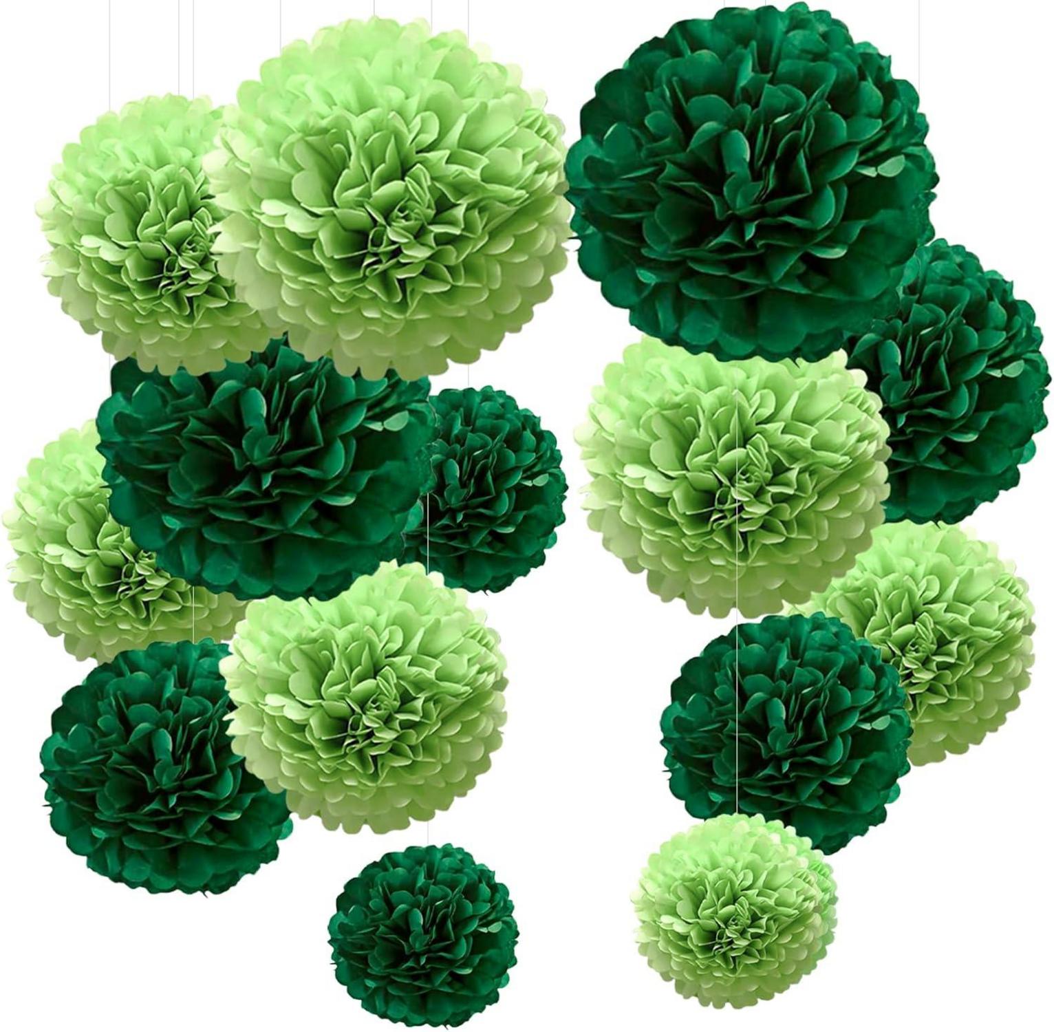 Pompons Deko Grün Hochzeit Gartenparty Dschungel Konfetti Einfachheit