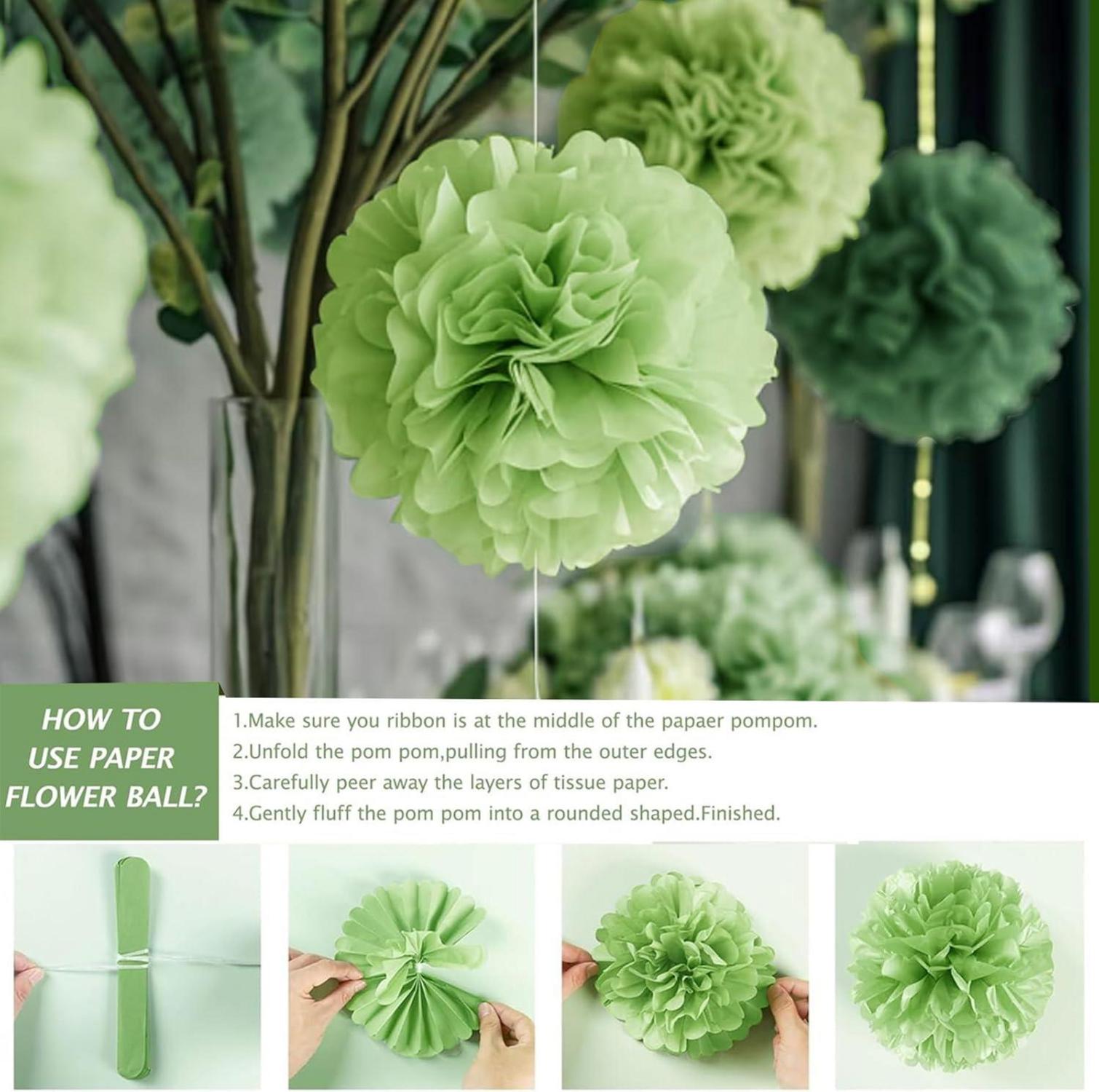Pompons Deko Grün Hochzeit Gartenparty Dschungel Konfetti Einfachheit