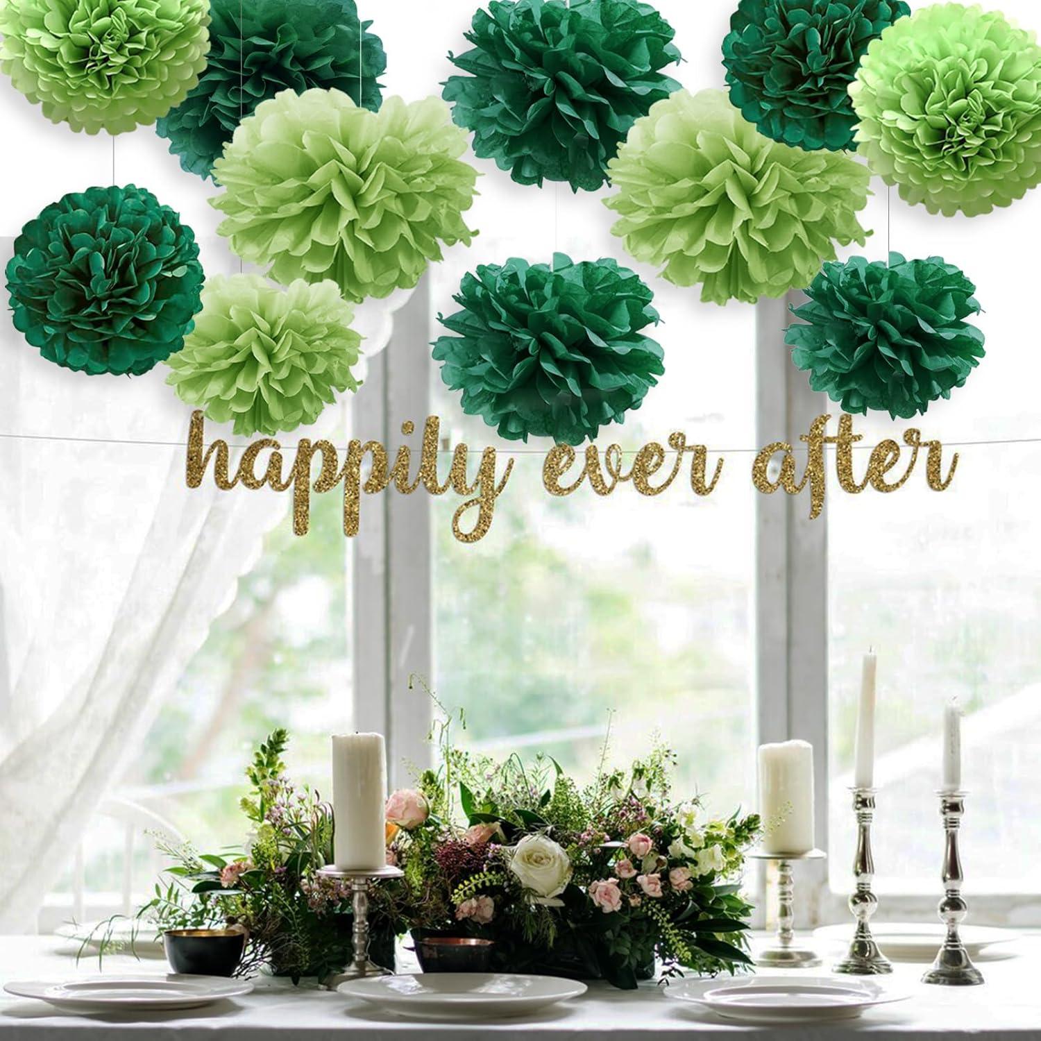 YBwanli 20er Pompons Deko Grün Hochzeit Gartenparty Dschungel Konfetti Einfachheit
