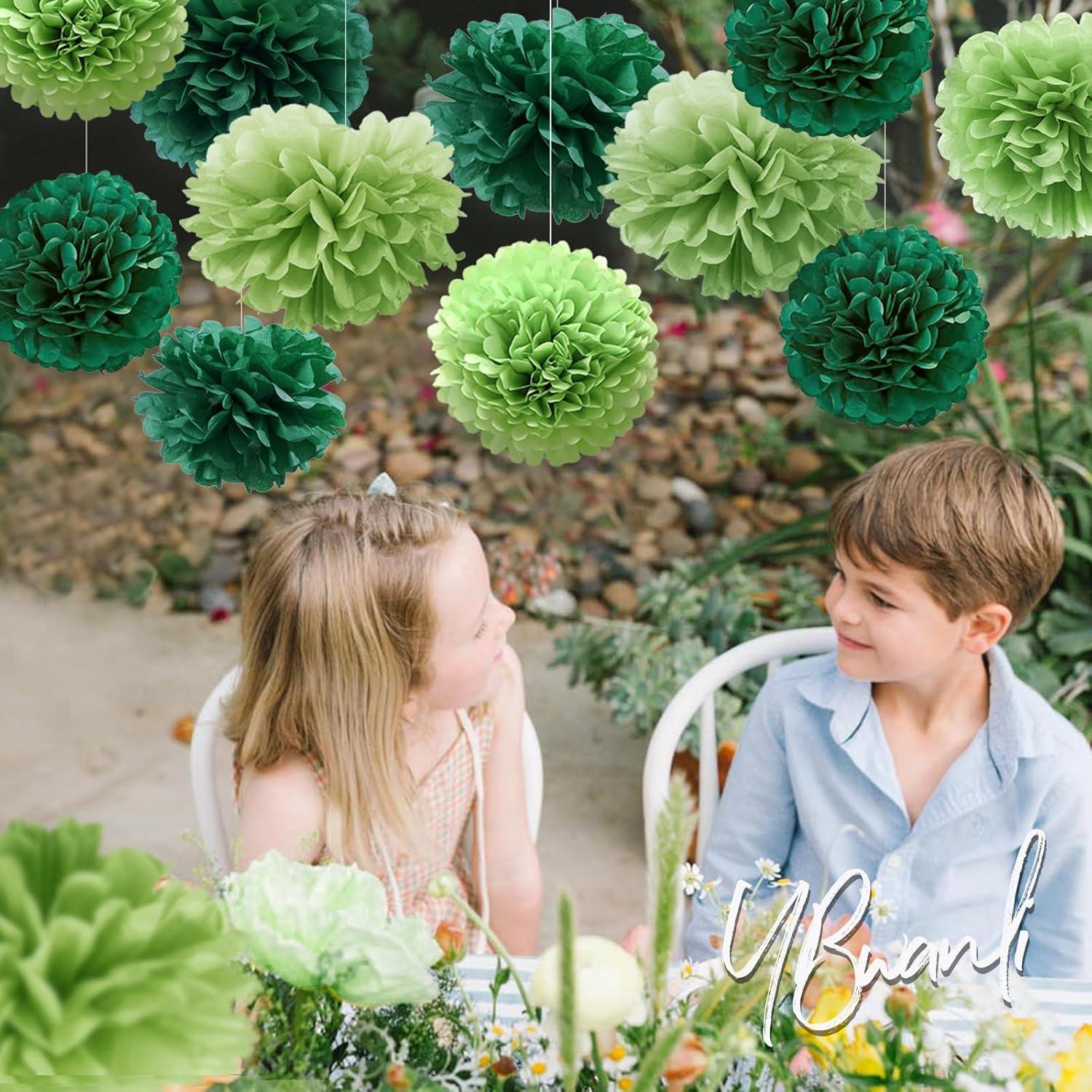 20er Set Grün Pompons Deko für Hochzeit und Gartenparty