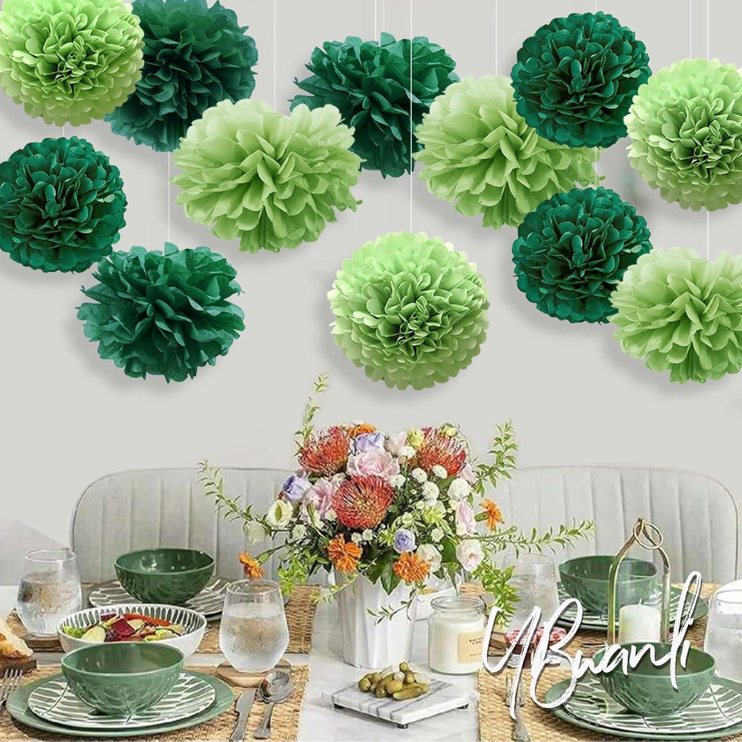20er Pompons Dekoration Grün Hochzeit Gartenparty Dschungel Konfetti