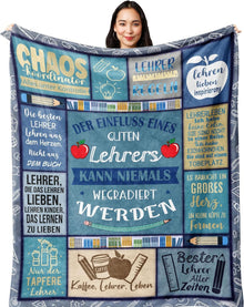 Lehrer Geschenk Decke aus Flanell 150x130cm, Danke Geschenk