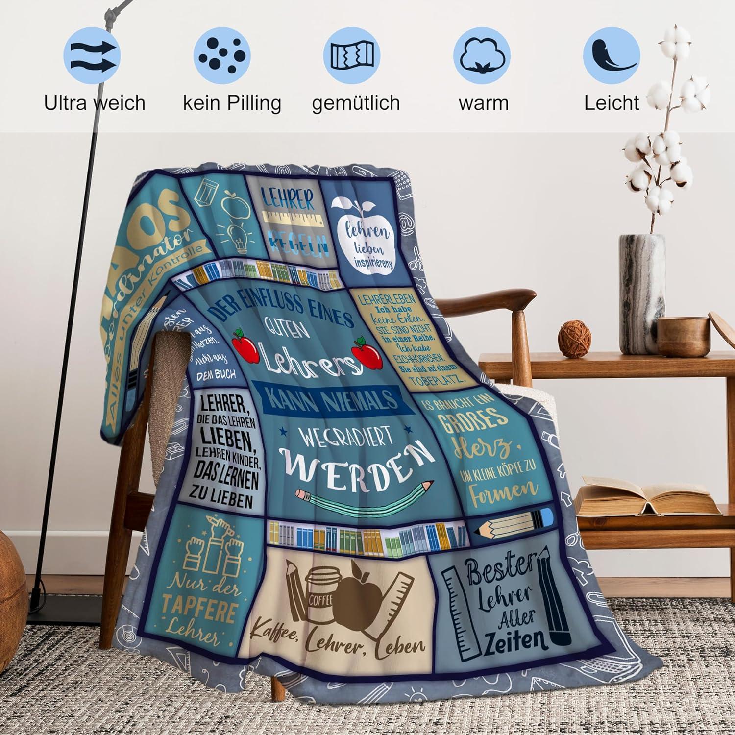 Yesbird Lehrer Geschenk Decke 150x130cm Flanell-Fleece 100% Mikrofaser Rot