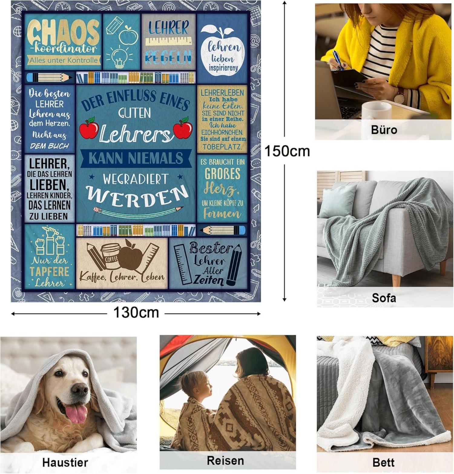 Lehrer Geschenk Decke 150x130cm Abschiedsgeschenk Examen Danke Gehen