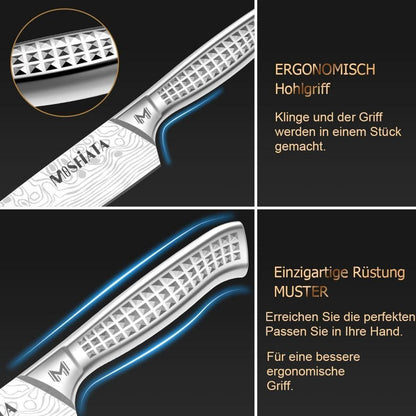 12-teiliges Küchenmesser-Set Edelstahl mit Tasche & Wetzstahl