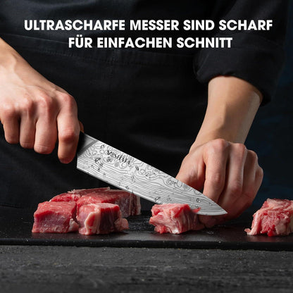 12-teiliges Küchenmesser-Set Edelstahl mit Tasche & Wetzstahl