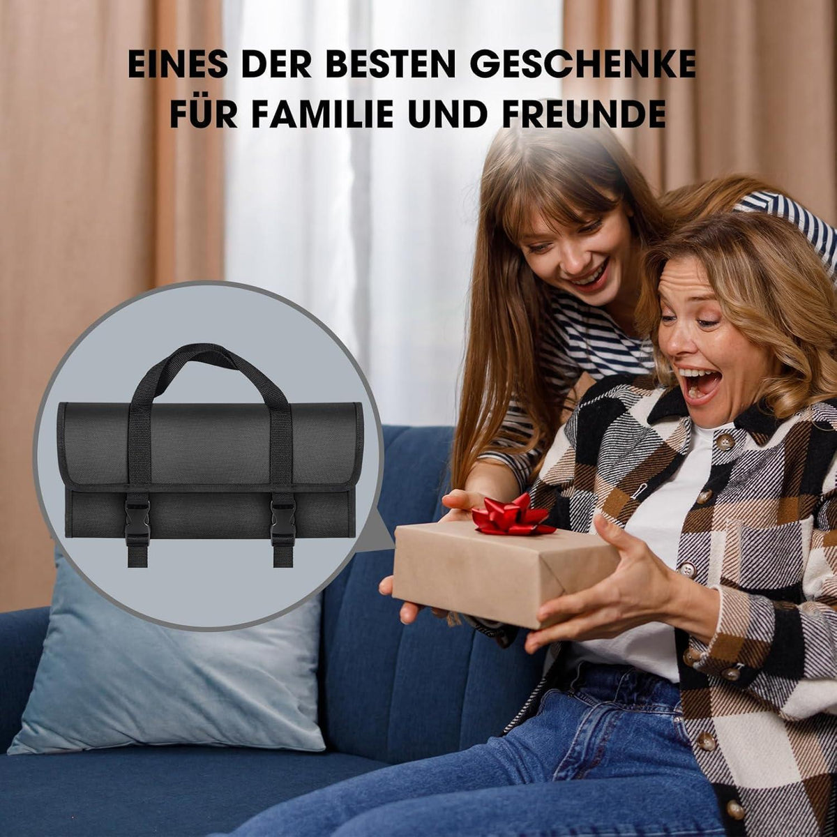 12-teiliges Küchenmesser-Set Edelstahl mit Tasche & Wetzstahl
