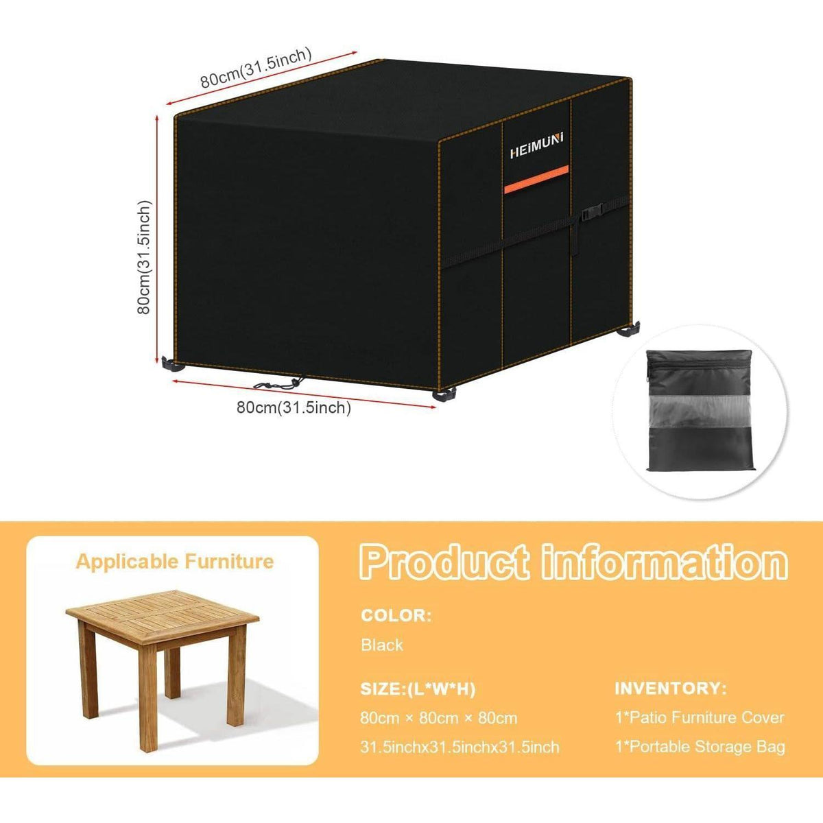 Wasserdichte Abdeckplane für Gartenmöbel 80x80x80cm