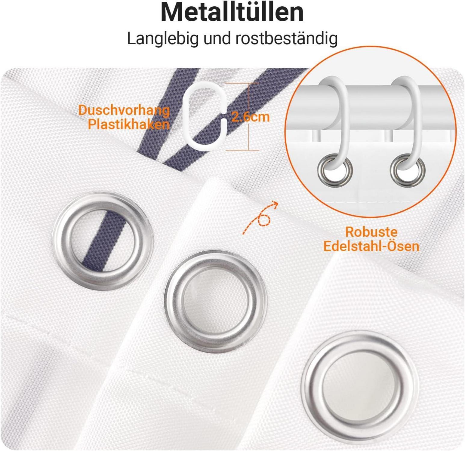 Duschvorhang 100x200cm Weizenohr Saum Antischimmel Wasserabweisend H200 x B100 cm