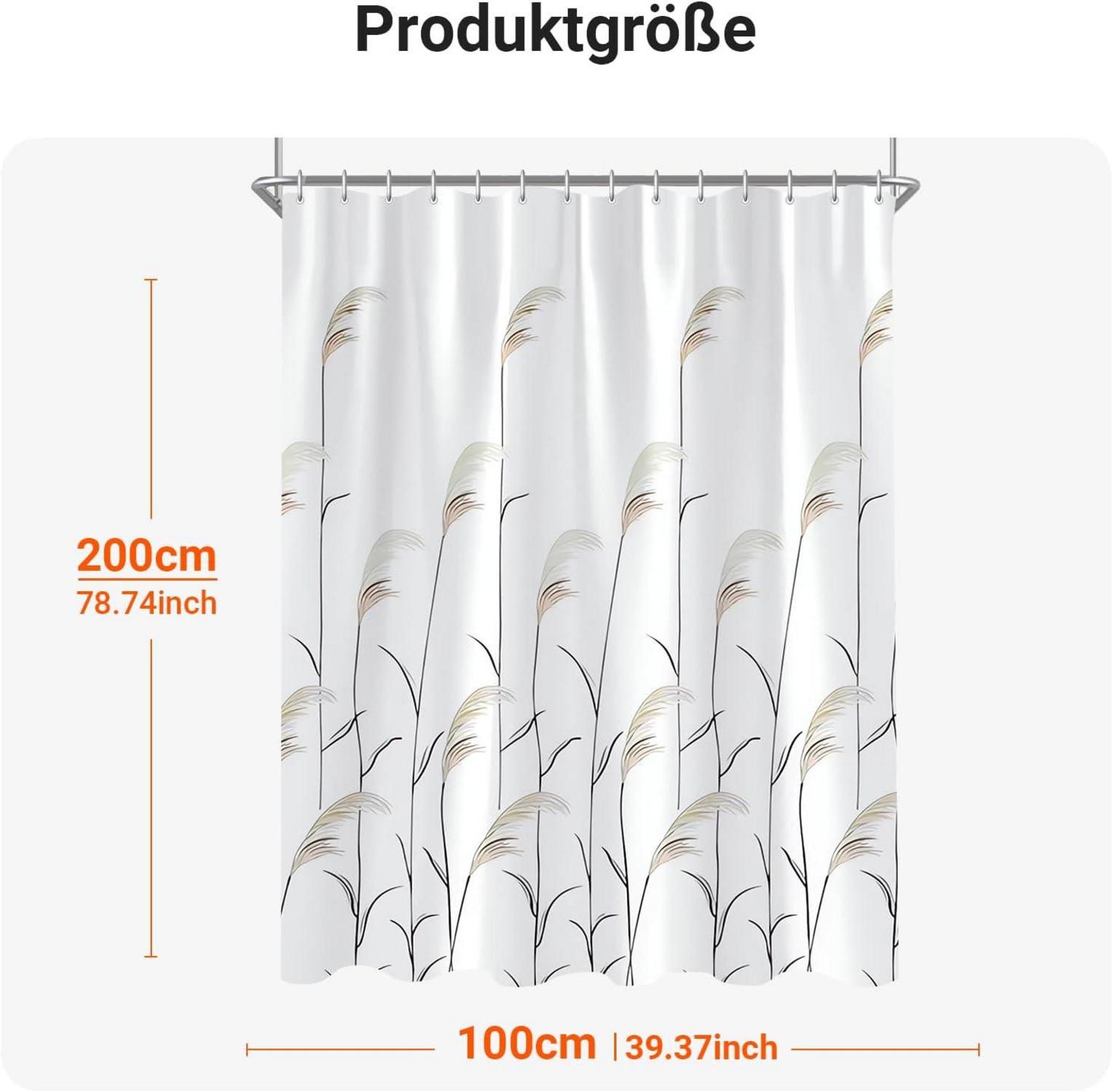 Duschvorhang Weizenohr Saum Antischimmel Wasserabweisend 100x200cm