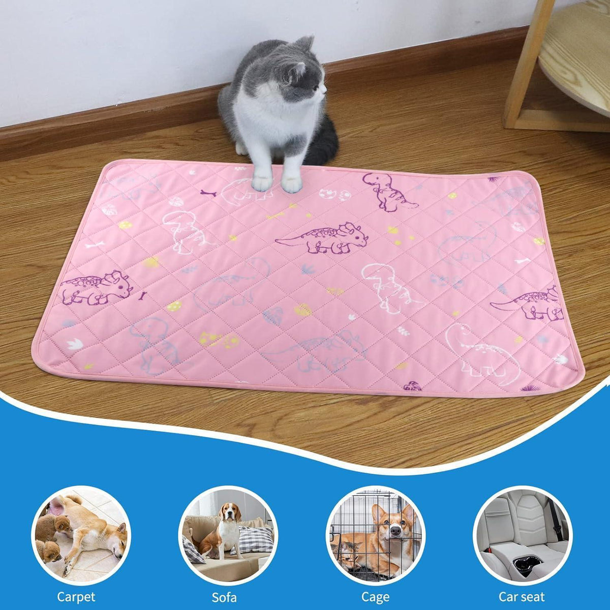 Waschbare Welpenunterlage – 2er Set, 80x90cm, Rosa