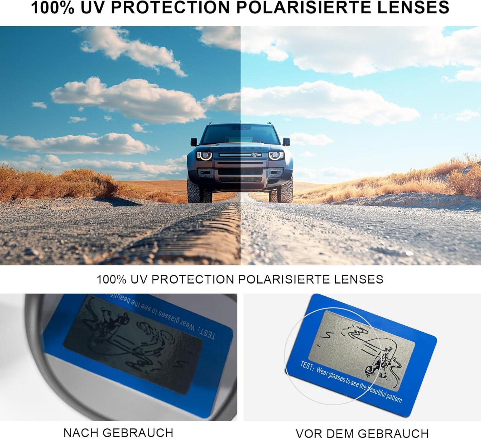 Polarisierte Holzsonnenbrille Schwarz Walnussholz Damen/Herren UV400 Schutz