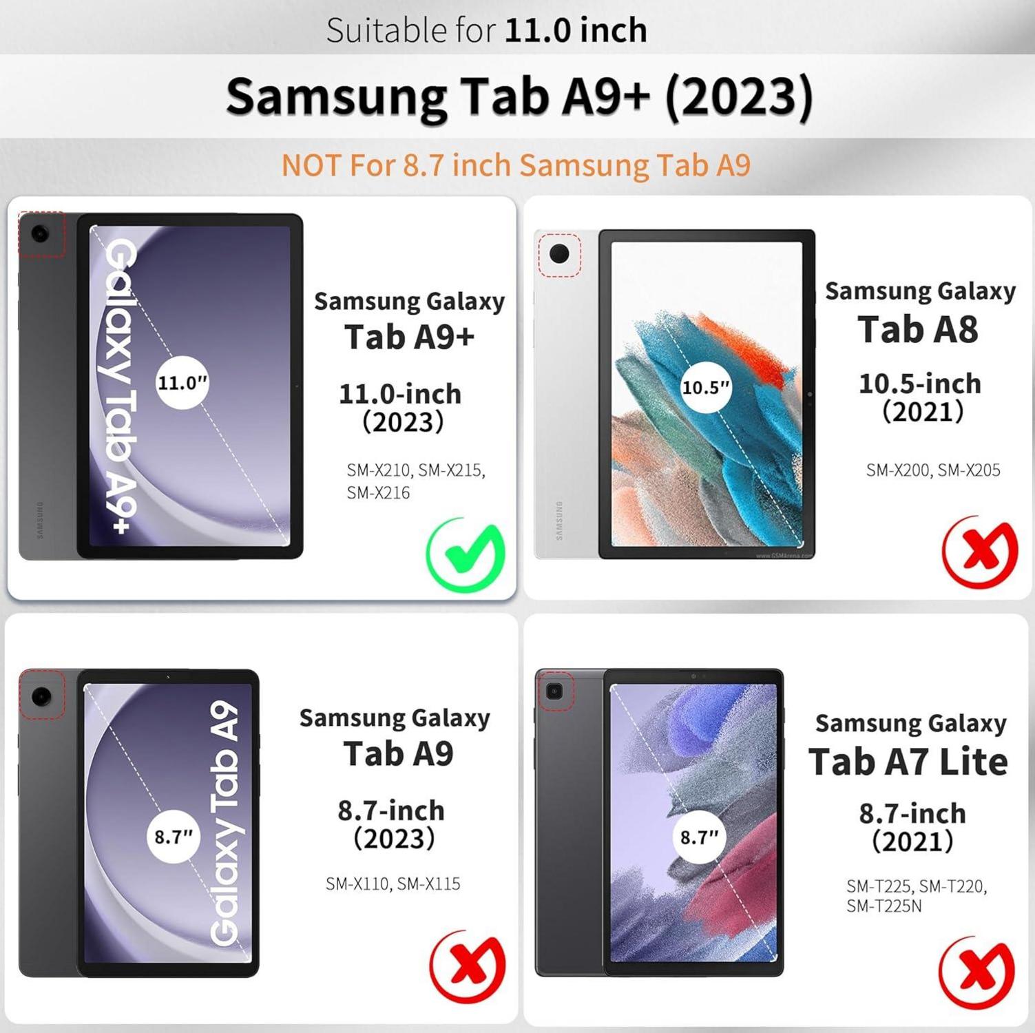 Samsung Galaxy Tab A9+ Plus 11 Zoll 2023 Hülle Grau PU Leder
