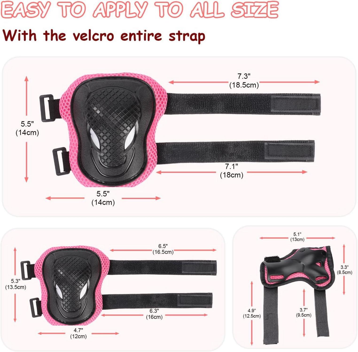 Kinder Fahrradhelm 7-in-1 Set Verstellbar Knieschoner Skateboard Rosa