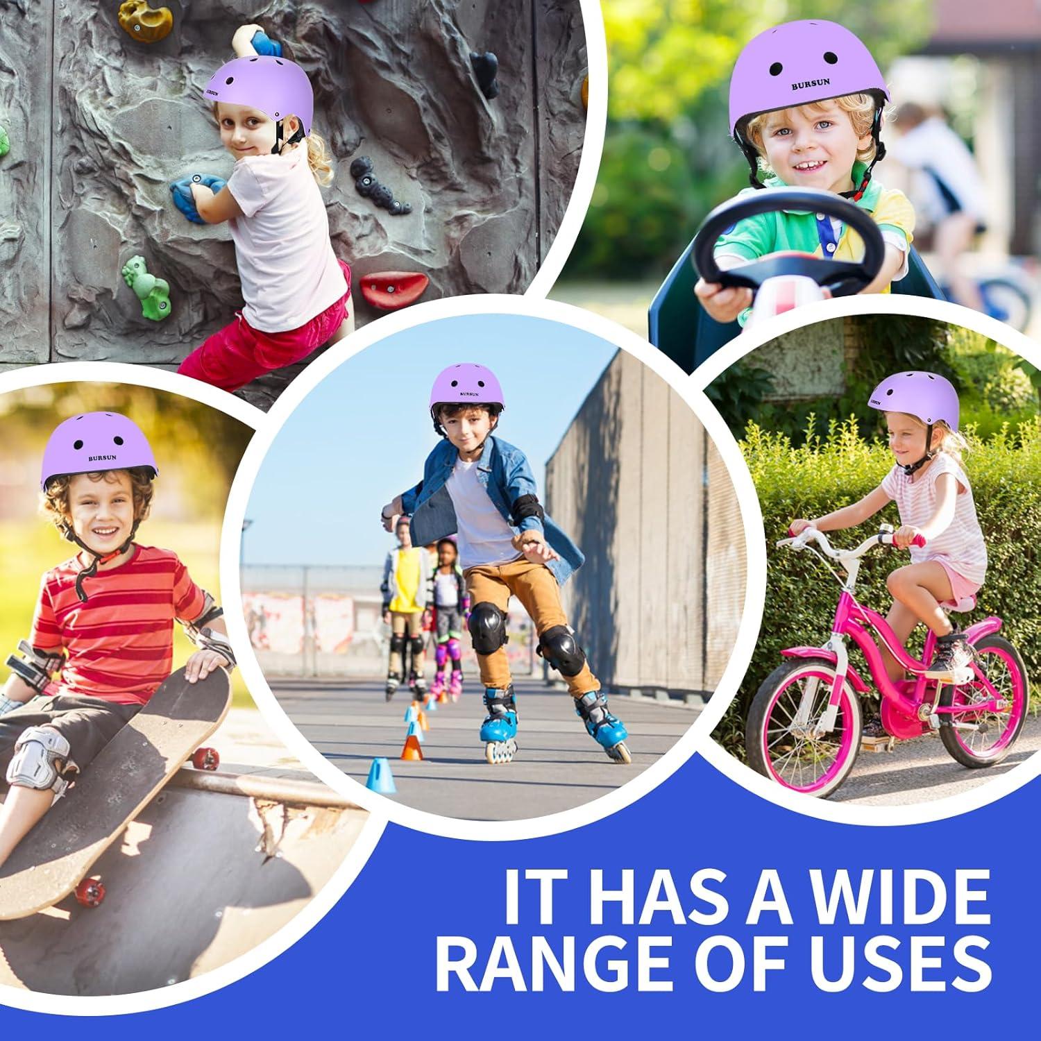 Kinder Fahrradhelm Set Knieschoner 7 in1 Skaterhelm Skateboard Violett