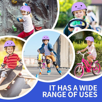 Kinder Fahrradhelm Set Knieschoner 7 in1 Skaterhelm Skateboard Violett