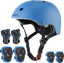 Kinder Fahrradhelm Set 7-in-1 blau EPS-Schaum Knieschoner