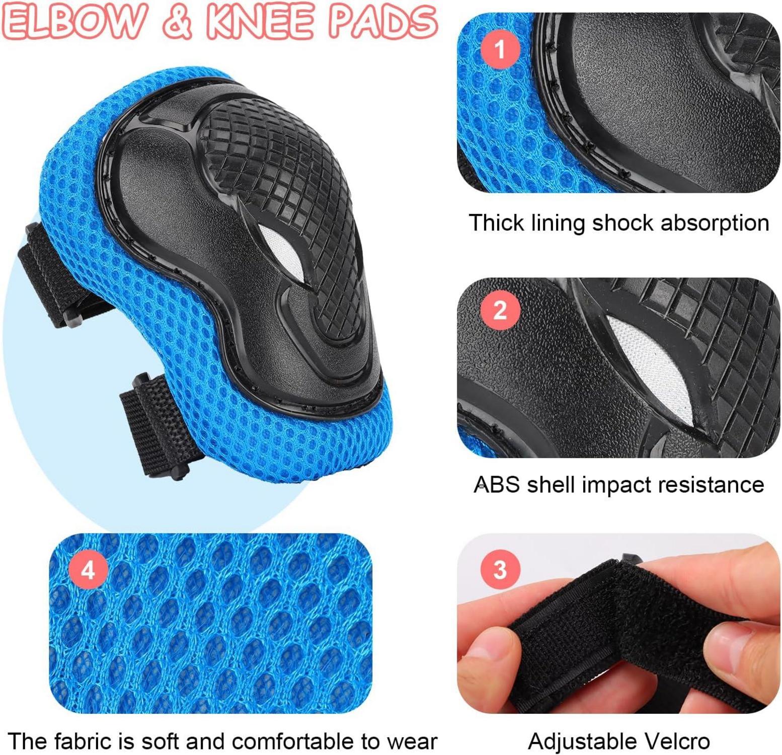 Fahrradhelm Kinder 7-in-1 Set Knieschoner Verstellbar Skateboard Blau 2-16 Jahre