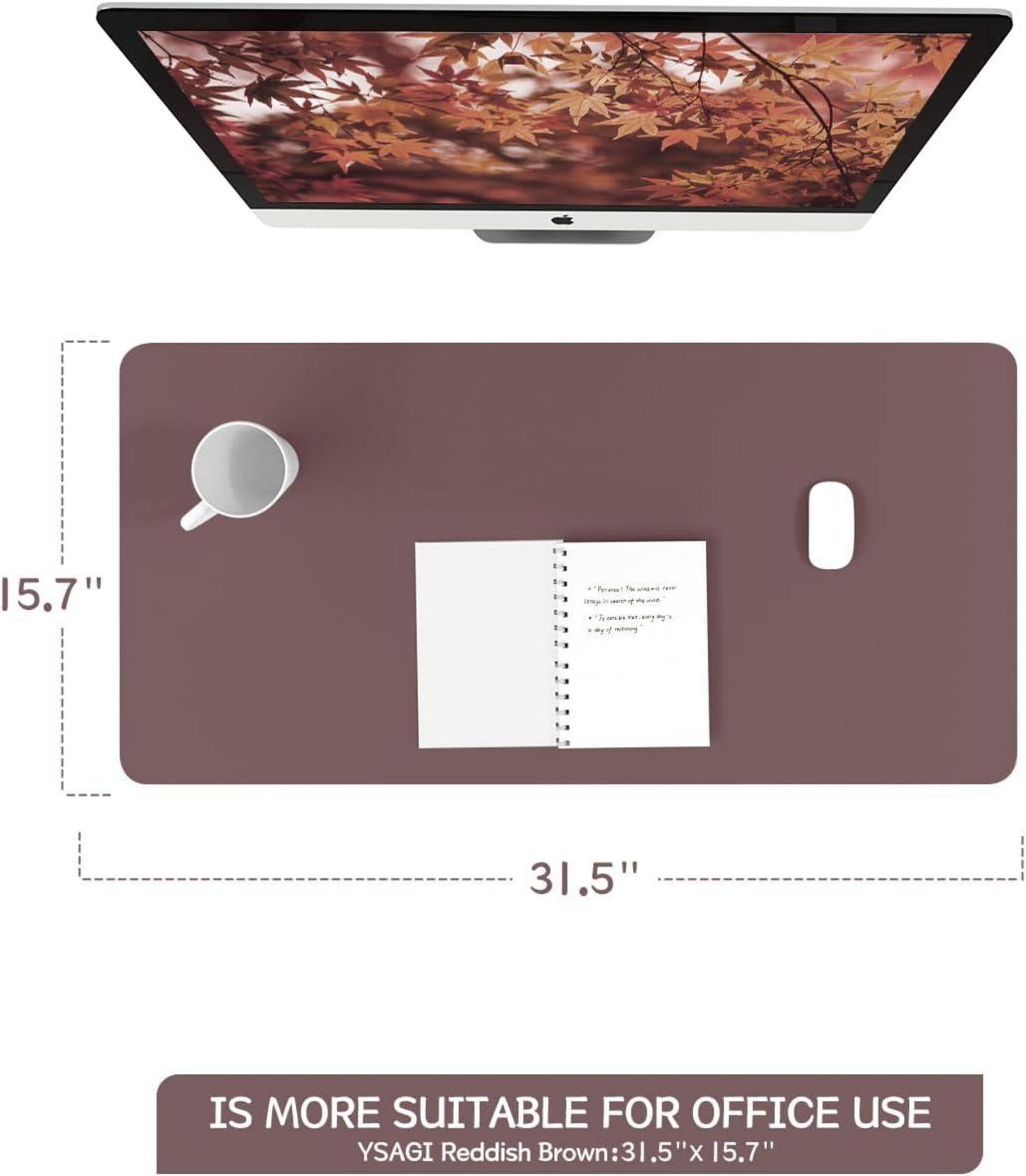 Großes Schreibtischunterlage Mousepad Leder Rutschfeste 80x40cm Rotbraun