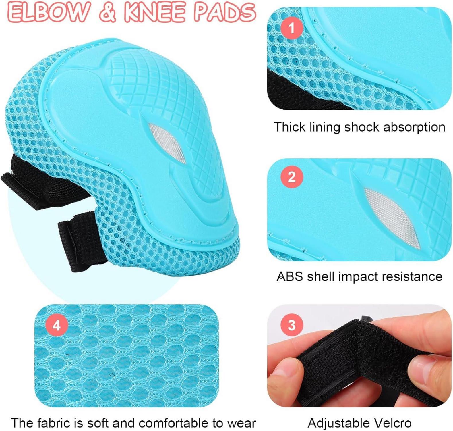 Kinder Fahrradhelm Kinderhelm 7 in 1 Knieschoner Set S Aqua