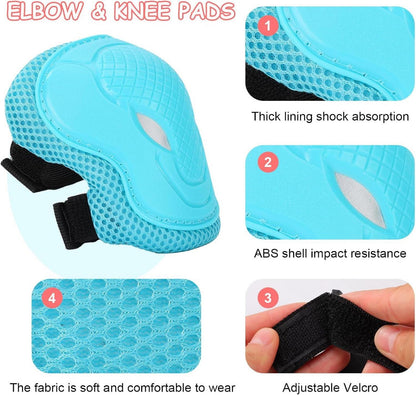 Kinder Fahrradhelm Kinderhelm 7 in 1 Knieschoner Set S Aqua