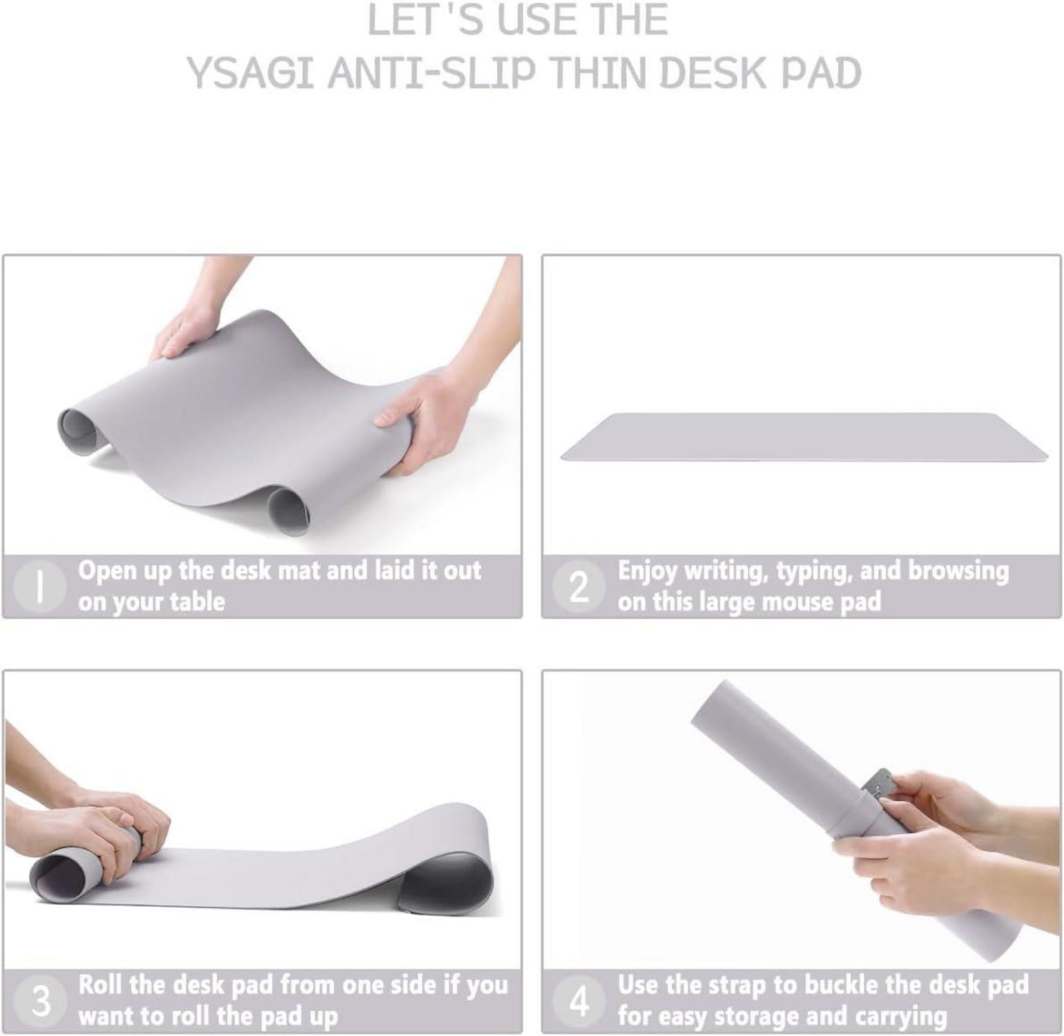 Großes Office Mousepad mit Leder, Wildleder, 90x43cm, Graulila