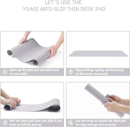Großes Office Mousepad mit Leder, Wildleder, 90x43cm, Graulila