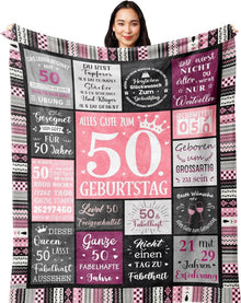 Geburtstag Decke Flanell 150x130CM Geschenk 50 Jahre