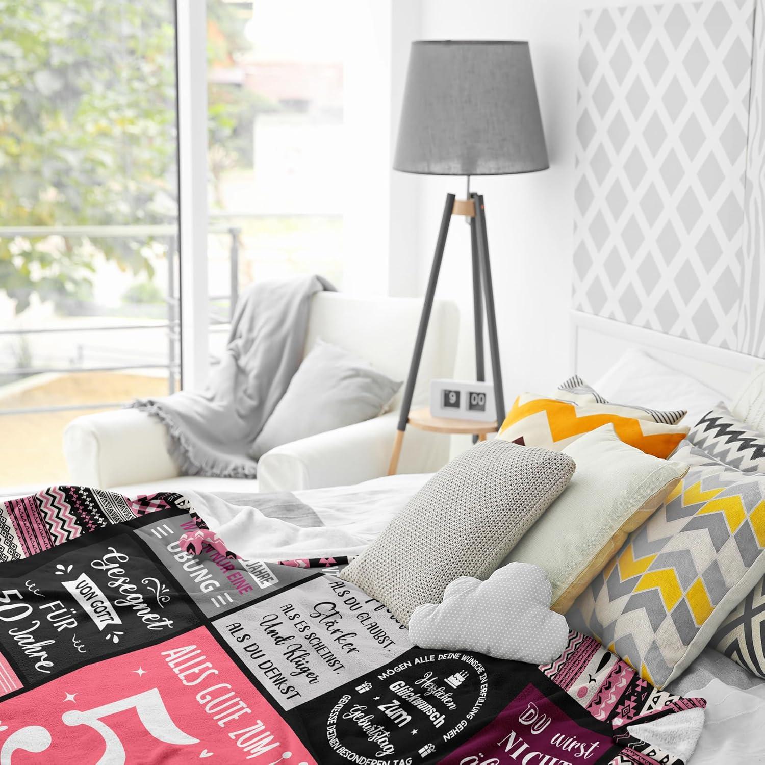 Geburtstag Decke Flanell 150x130CM Geschenk 50 Jahre