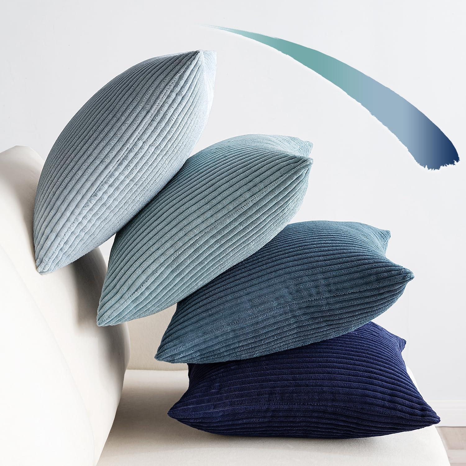 Kordsamt Kissenbezug 4er Set 40x40 cm Dunkelblau Serie