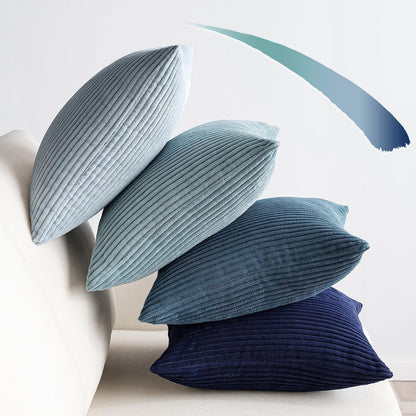 Kordsamt Kissenbezug 4er Set 40x40 cm Dunkelblau Serie