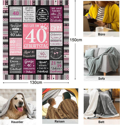 Geburtstag Decke 150x130cm Frauen 40. Geburtstagsgeschenk
