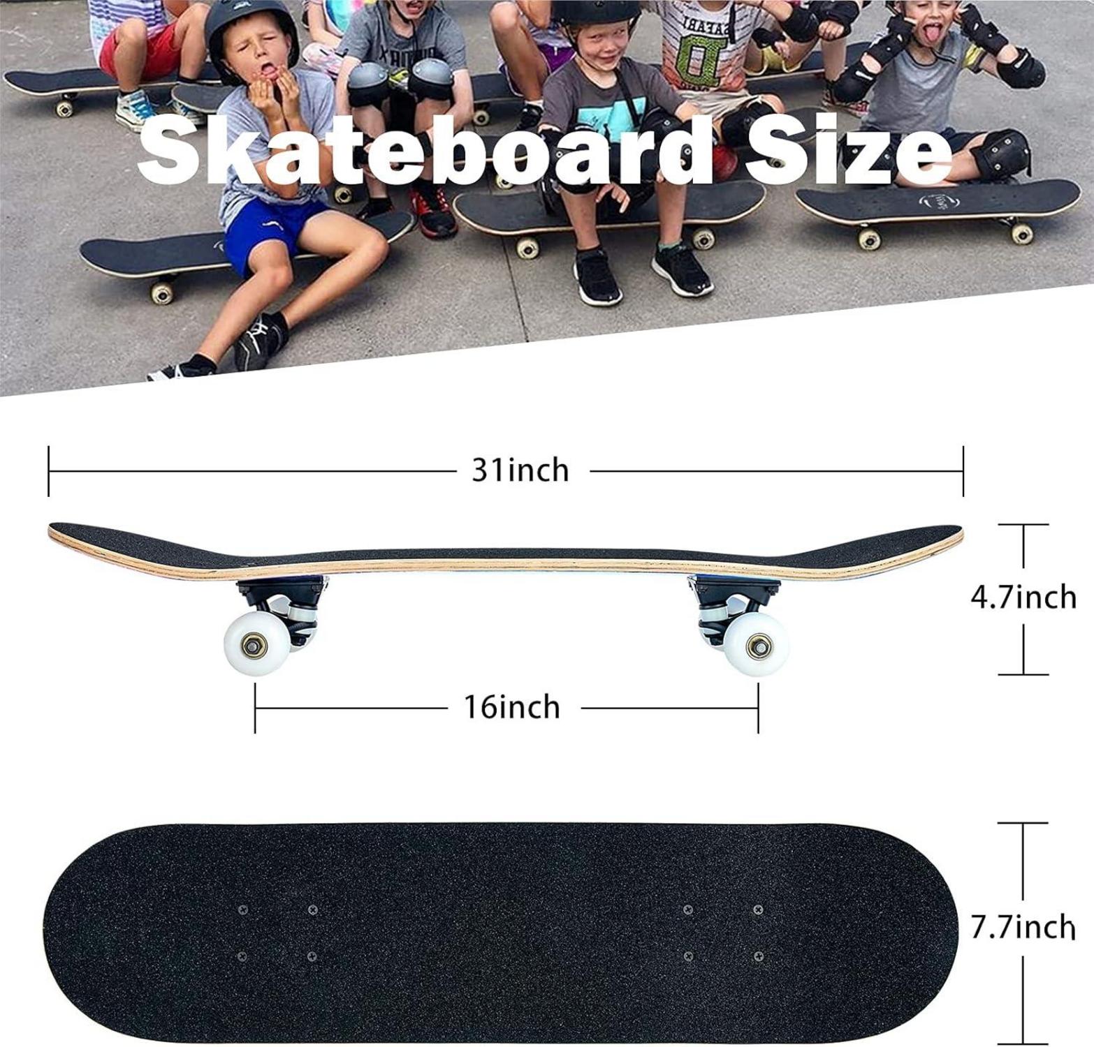 Skateboard 31 x 8 Zoll 8-lagiges Ahornholz ABEC-11 Kugellager Purple