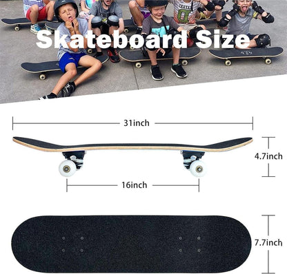 Skateboard 31 x 8 Zoll 8-lagiges Ahornholz ABEC-11 Kugellager Purple