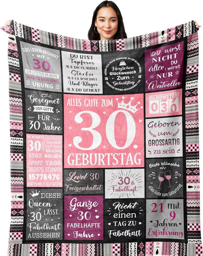 Flanelldecke 150x130CM Geschenk 30. Geburtstag Frau