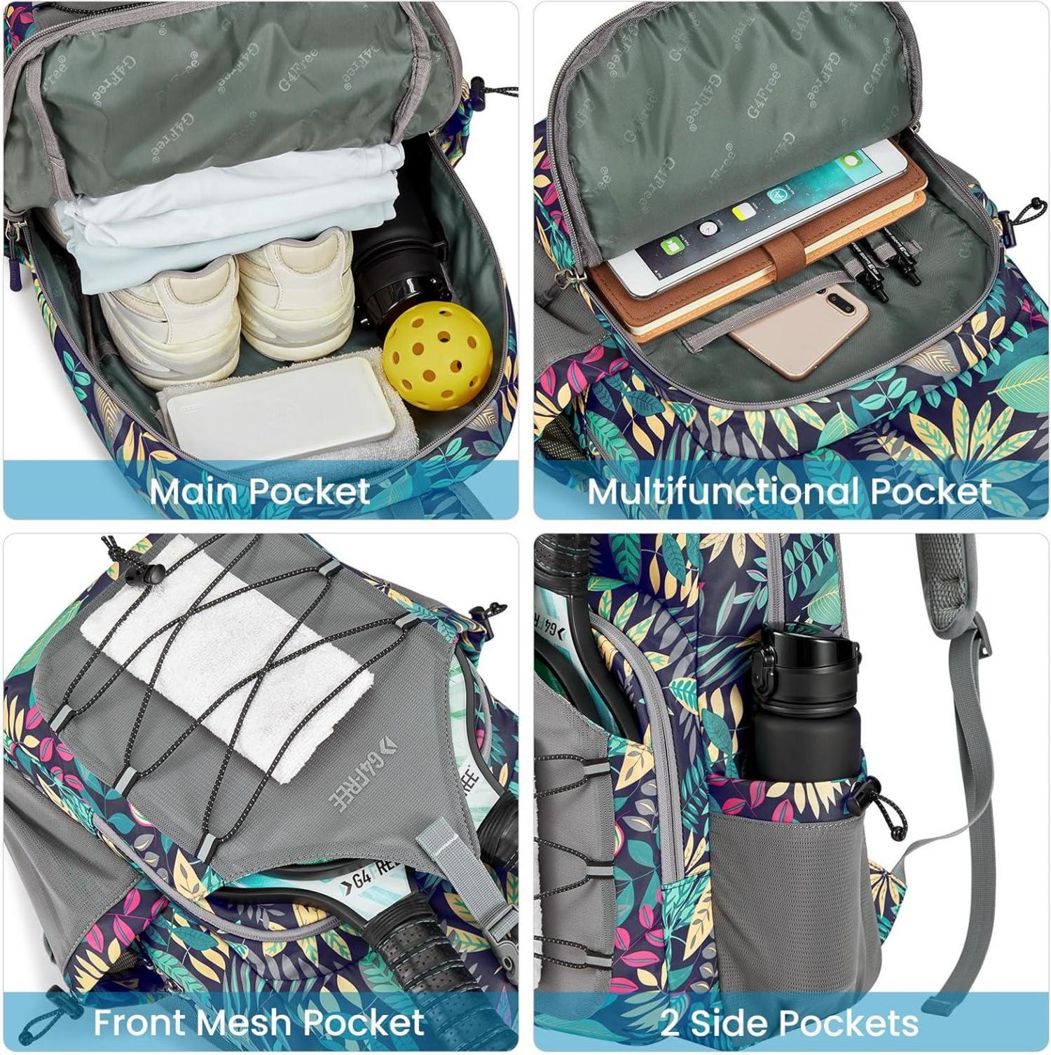 Leichter Pickleball-Rucksack für 2-4 Paddel Blau