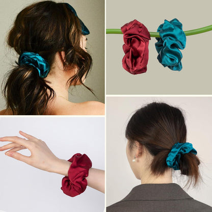 100% Seide Haarringe Damen Pferdeschwanzhalter Haarband Adriablau