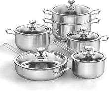Edelstahl Topf und Pfannenset 11-teilig Induktion Kochgeschirr
