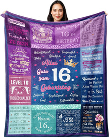 Flanelldecke 16. Geburtstag Mädchen Geschenk Teenager 150x130CM