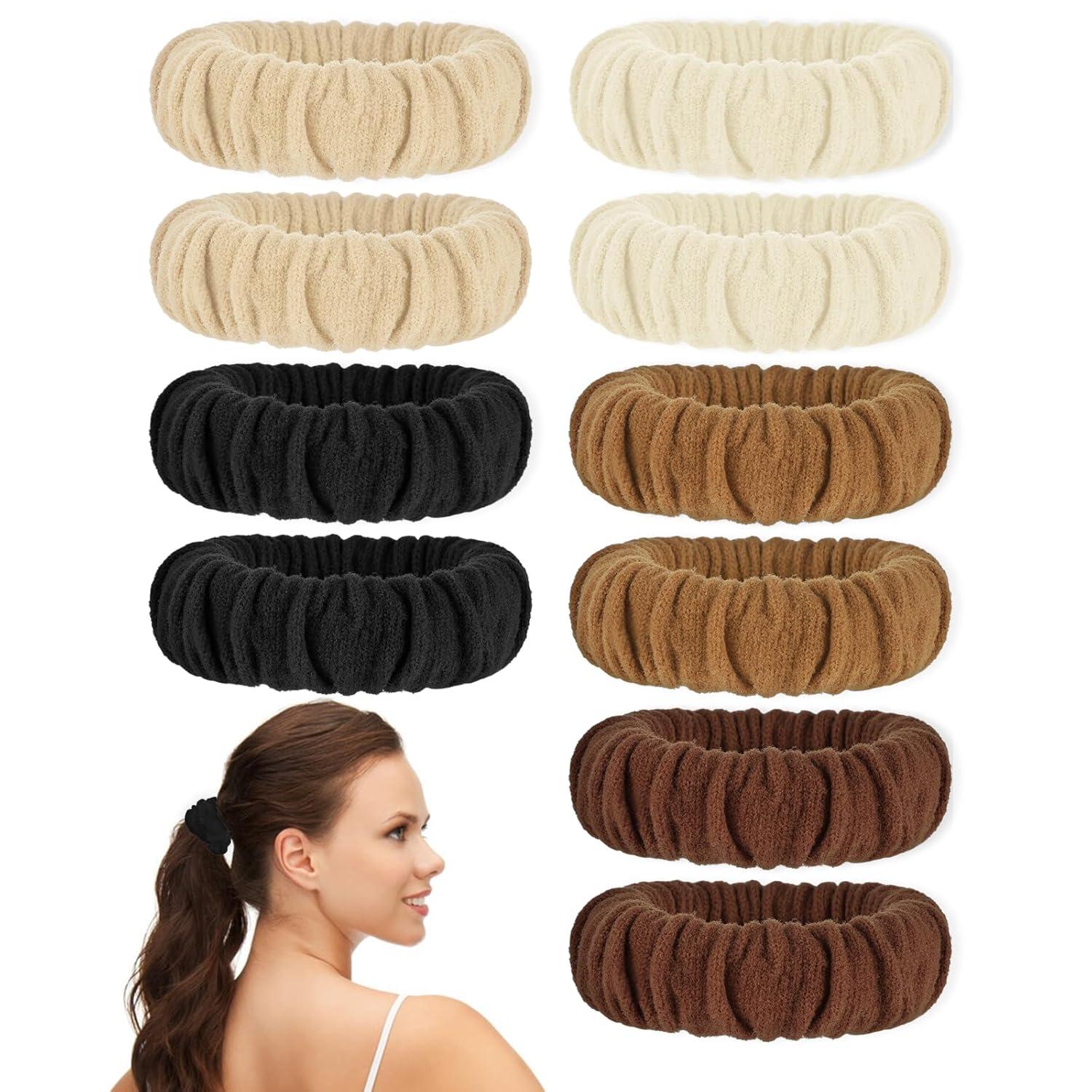 10er Set Elastische Baumwolle Haargummis Damen Dickes Haar Scrunchies