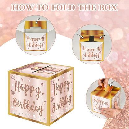 Geldgeschenke Überraschungsbox DIY Geburtstag Geschenkbox Gold-Rosa