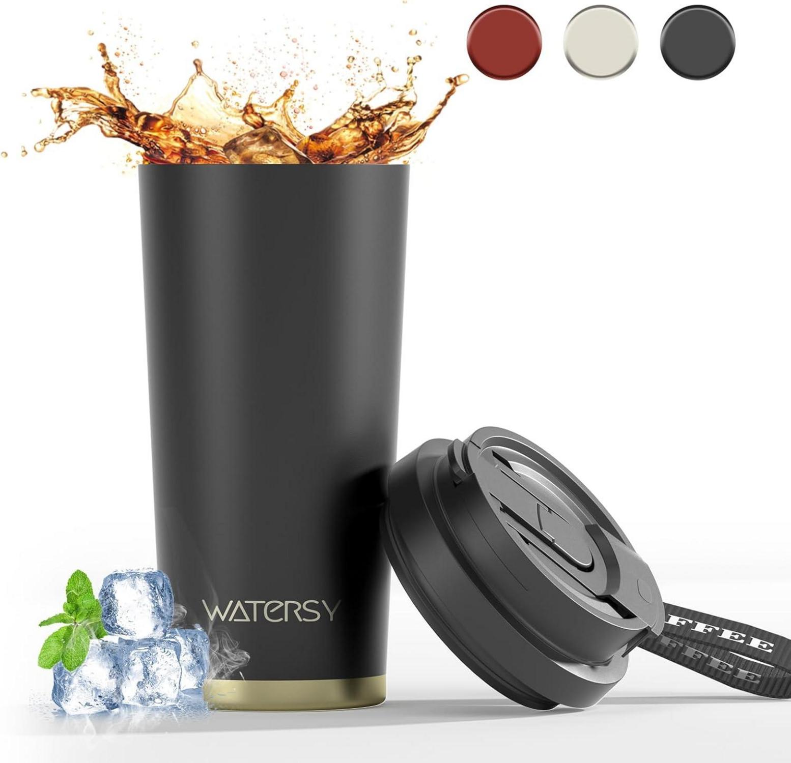 Kaffeebecher to go Thermobecher mit Strohhalm und Deckel