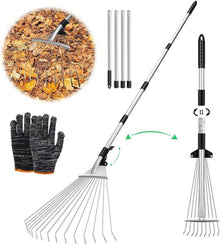 Verstellbarer Laubrechen Metall Stiel 215cm Gartenrechen