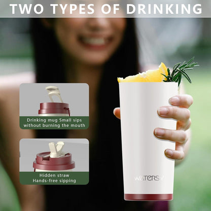 Thermobecher Doppelwand Isoliert 530ml Flip Straw Kaffeebecher to go