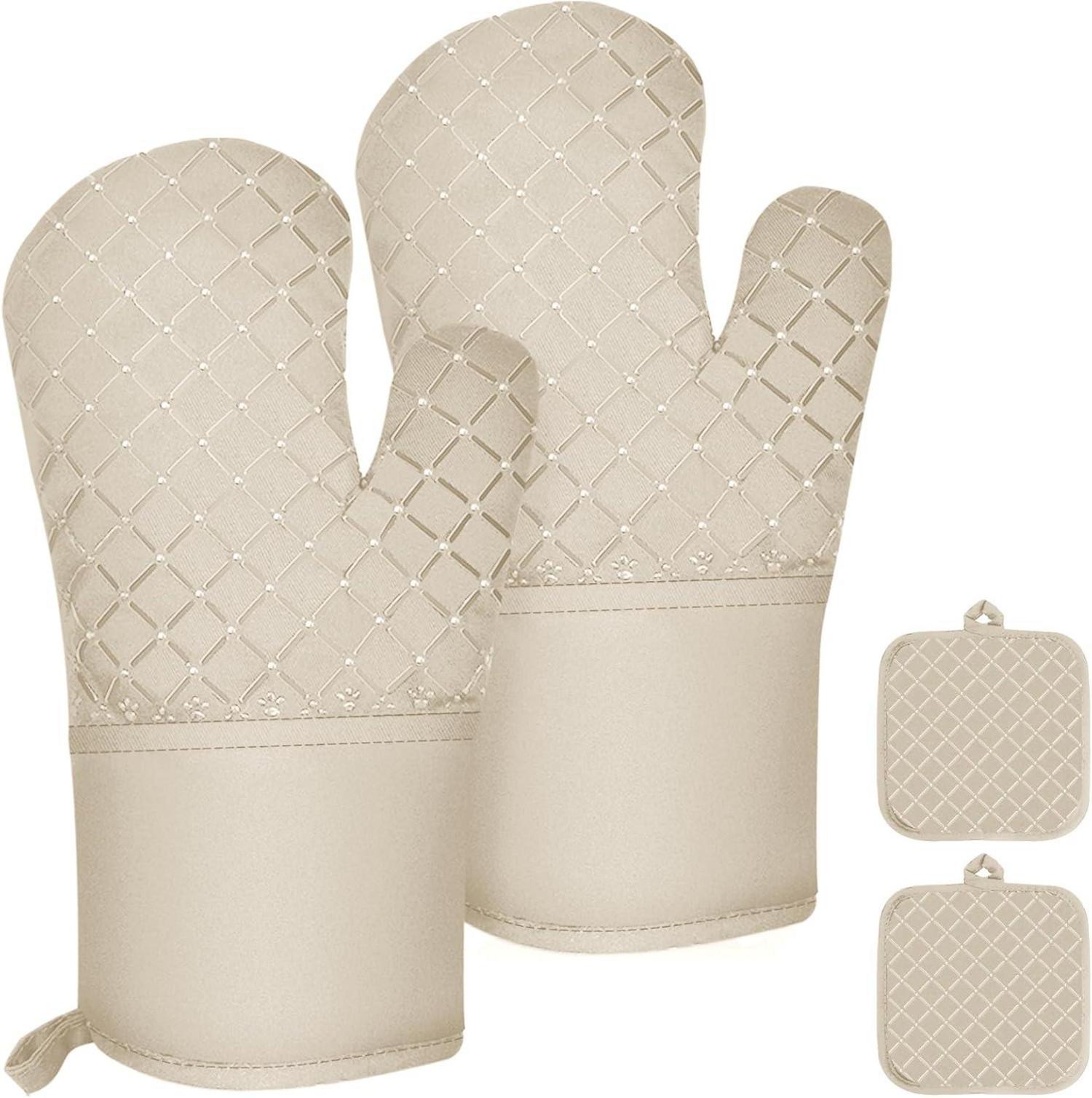 4er Set Ofenhandschuhe 300°C Silikon Backhandschuhe Topfhandschuhe BBQ