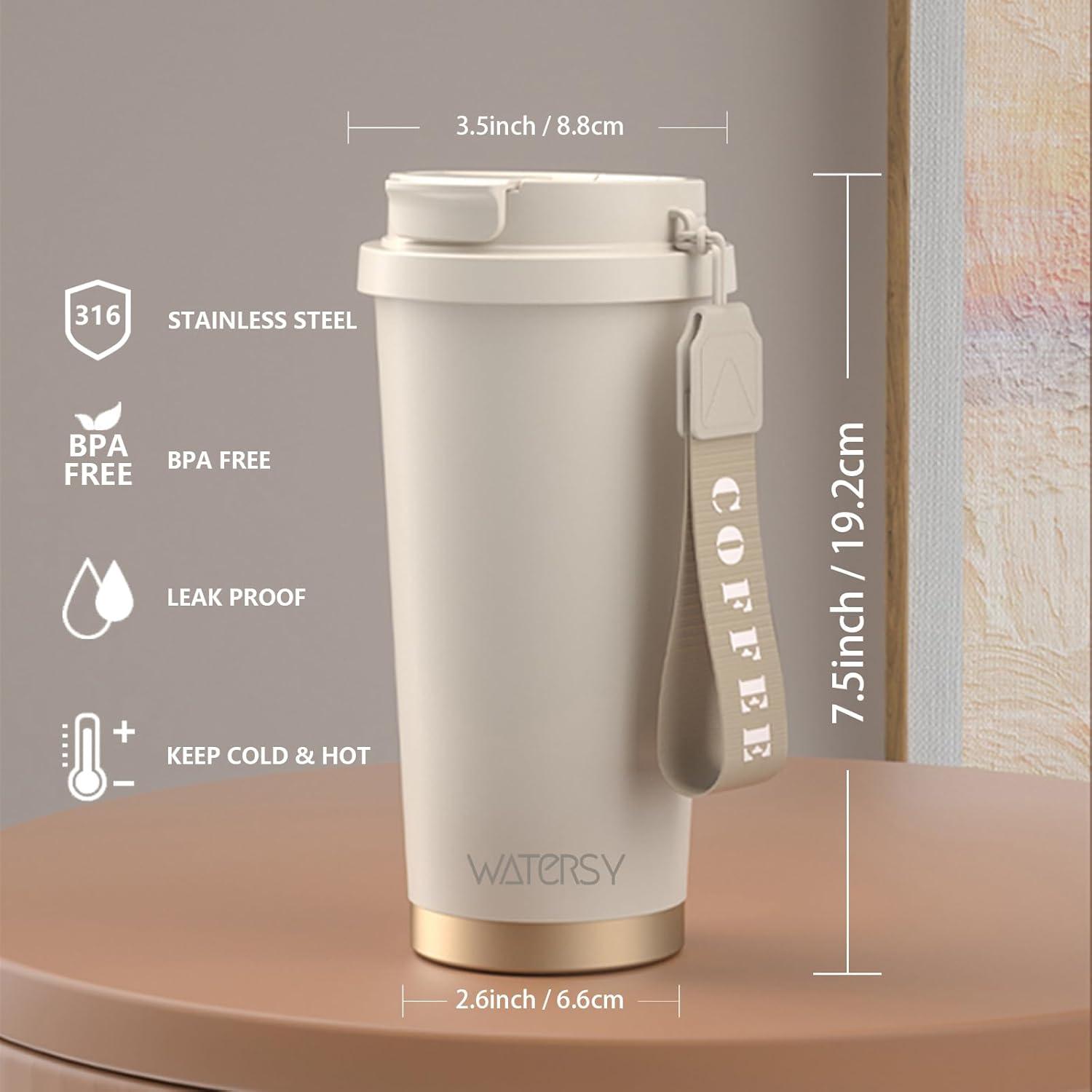 Kaffeebecher to go 530ml Thermobecher Edelstahl Strohhalm Doppelwand
