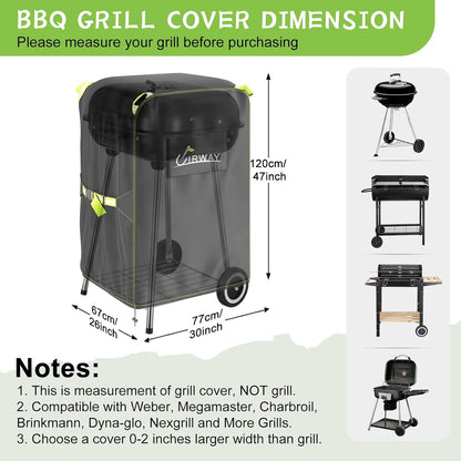 UIRWAY Grillabdeckung Wetterfest für Gasgrill 77x67x120 cm