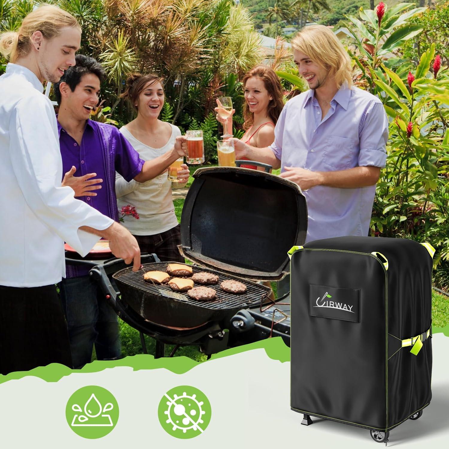Wetterfeste Grillabdeckung mit Reflexstreifen und Lüftungsschlitz 77x67x120 cm